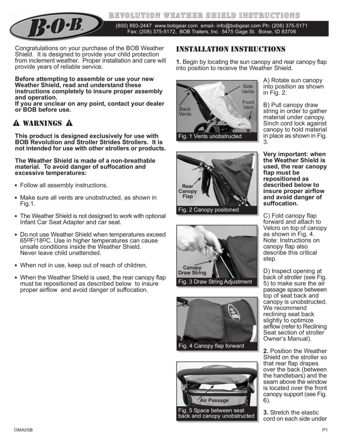 BOB Revolution Stroller Weather Shield