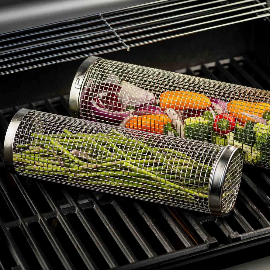 TableCraft Rolling Grilling Baskets, Set of 2