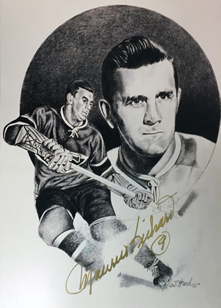 MAURICE RICHARD SIGNED 5" X 7" LITHOGRAPH PHOTO – MONTREAL CANADIENS HOCKEY ART COLLECTIBLE
