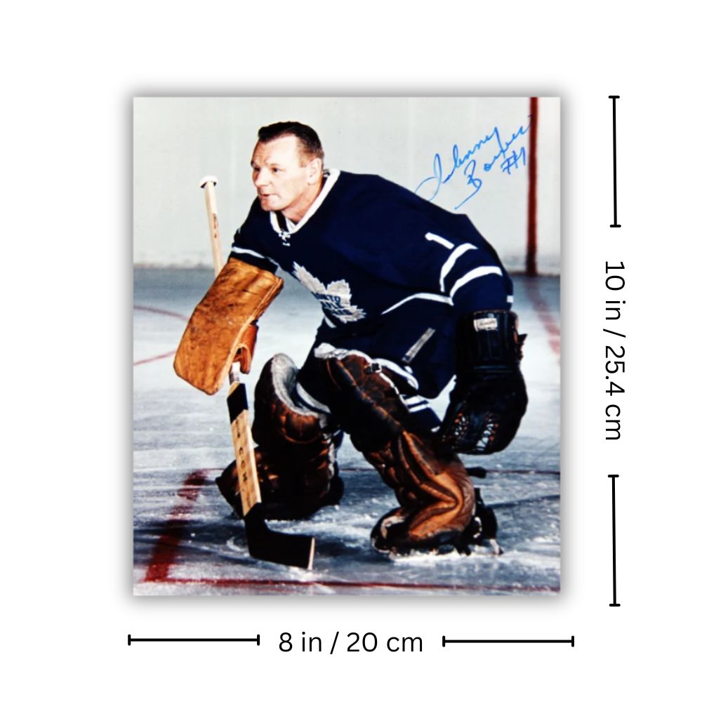 JOHNNY BOWER AUTOGRAPHED 8" X 10"PHOTOGRAPH – TORONTO MAPLE LEAFS NHL SIGNED HOCKEY COLLECTIBLE (8" X 10")