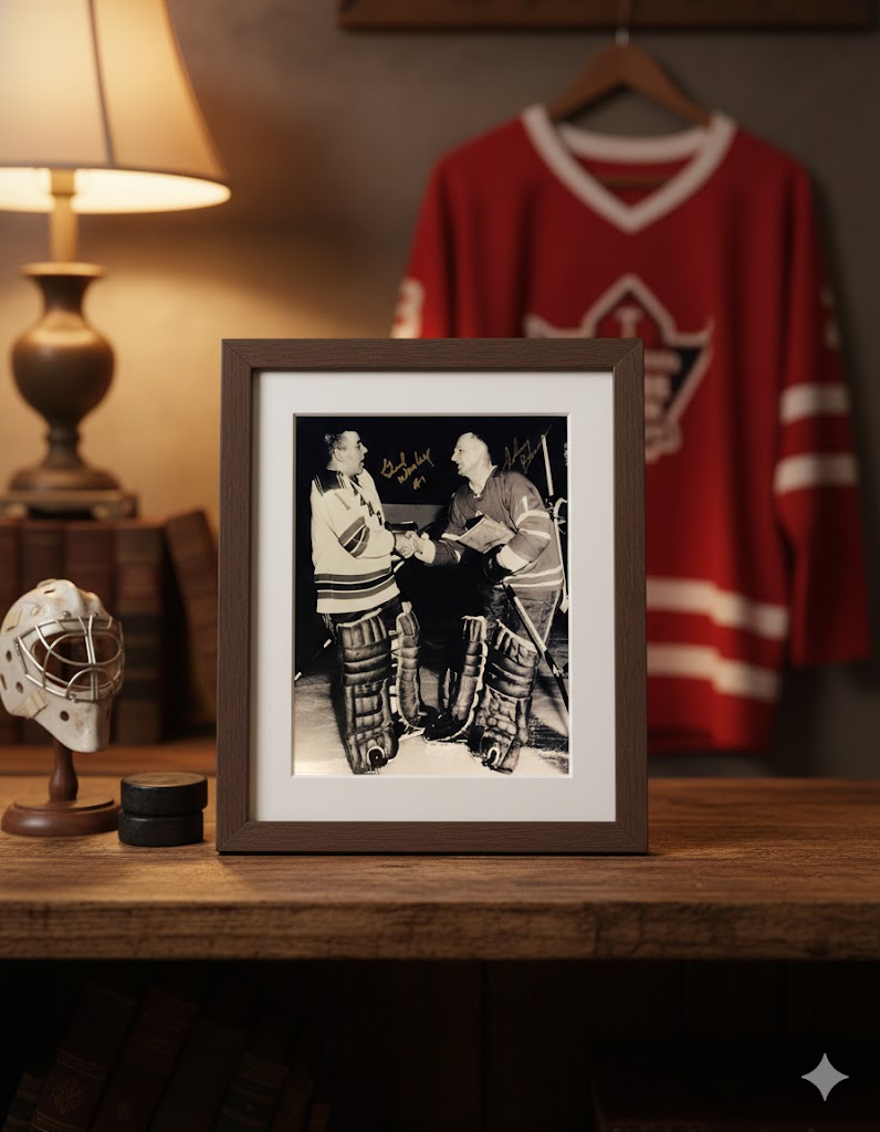 JOHNNY BOWER & GUMP WORSLEY DUAL SIGNED 8" X 10"PHOTOGRAPH – TORONTO MAPLE LEAFS & MONTREAL CANADIENS AUTOGRAPHED NHL COLLECTIBLE (8" X 10")
