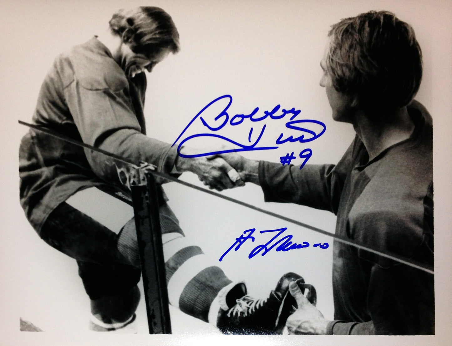 BOBBY HULL & GUY LAFLEUR DUAL AUTOGRAPHED SIGNED 8" X 10"PHOTOGRAPH – CHICAGO BLACKHAWKS VS MONTREAL CANADIENS NHL COLLECTIBLE (8" X 10")