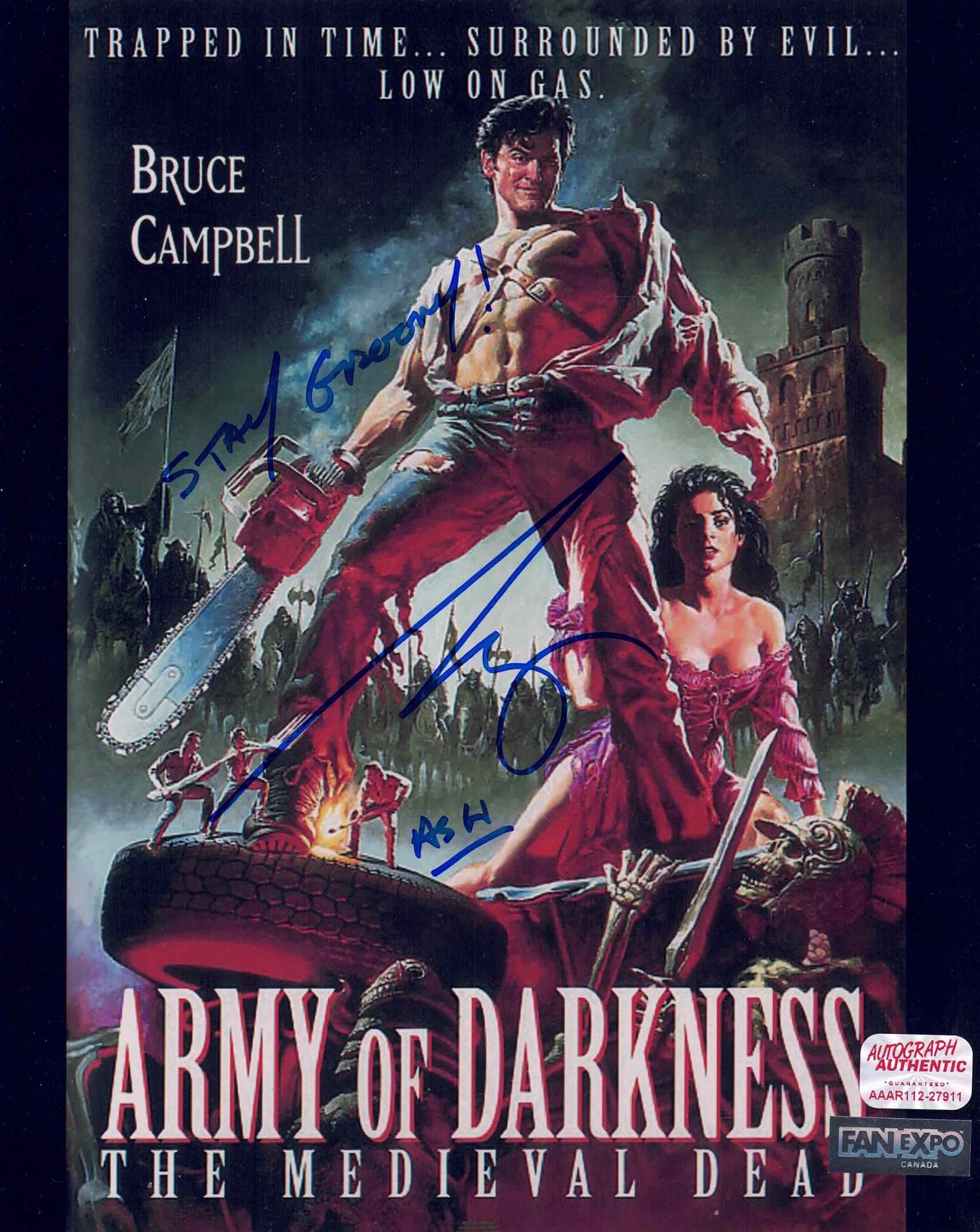 BRUCE CAMPBELL SIGNED ARMY OF DARKNESS 8" X 10" AUTOGRAPHED PHOTO CULT HORROR MOVIE COLLECTIBLE MEMORABILIA DISPLAY (10" X 8") – AUTHENTIC SIGNED COLLECTIBLE