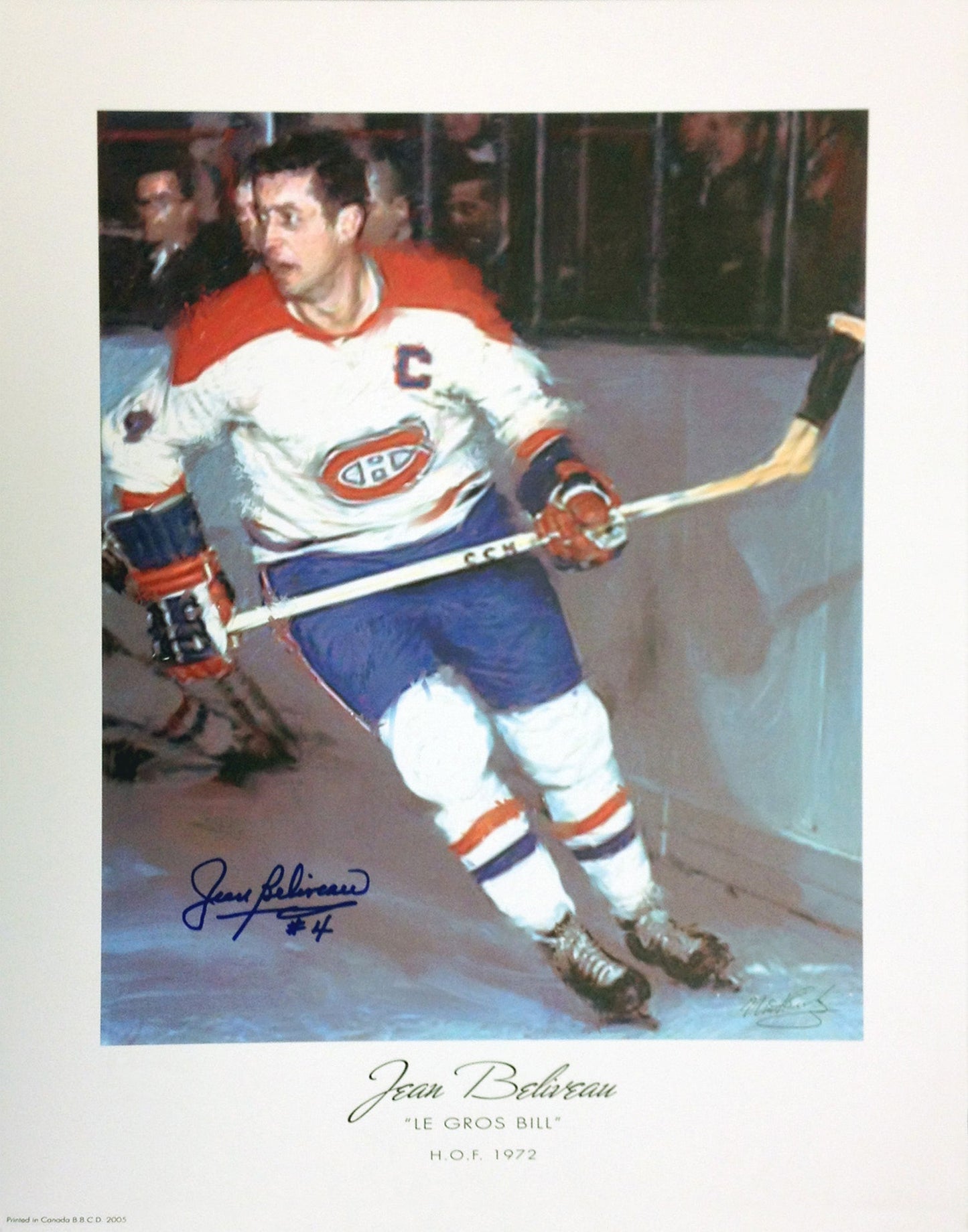 AUTOGRAPHED JEAN BELIVEAU LITHOGRAPH - MONTREAL CANADIENS (17" BY 14")