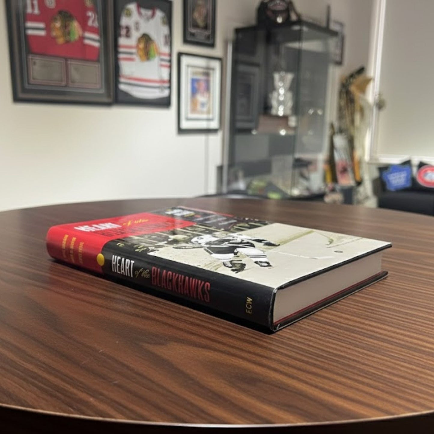 HEART OF THE BLACKHAWKS BOOK SIGNED BY PIERRE PILOTE - AUTOGRAPHED HOCKEY MEMOIR HARDCOVER 9 X 6 INCHES - CHICAGO HOCKEY LEGEND COLLECTIBLE MEMORABILIA