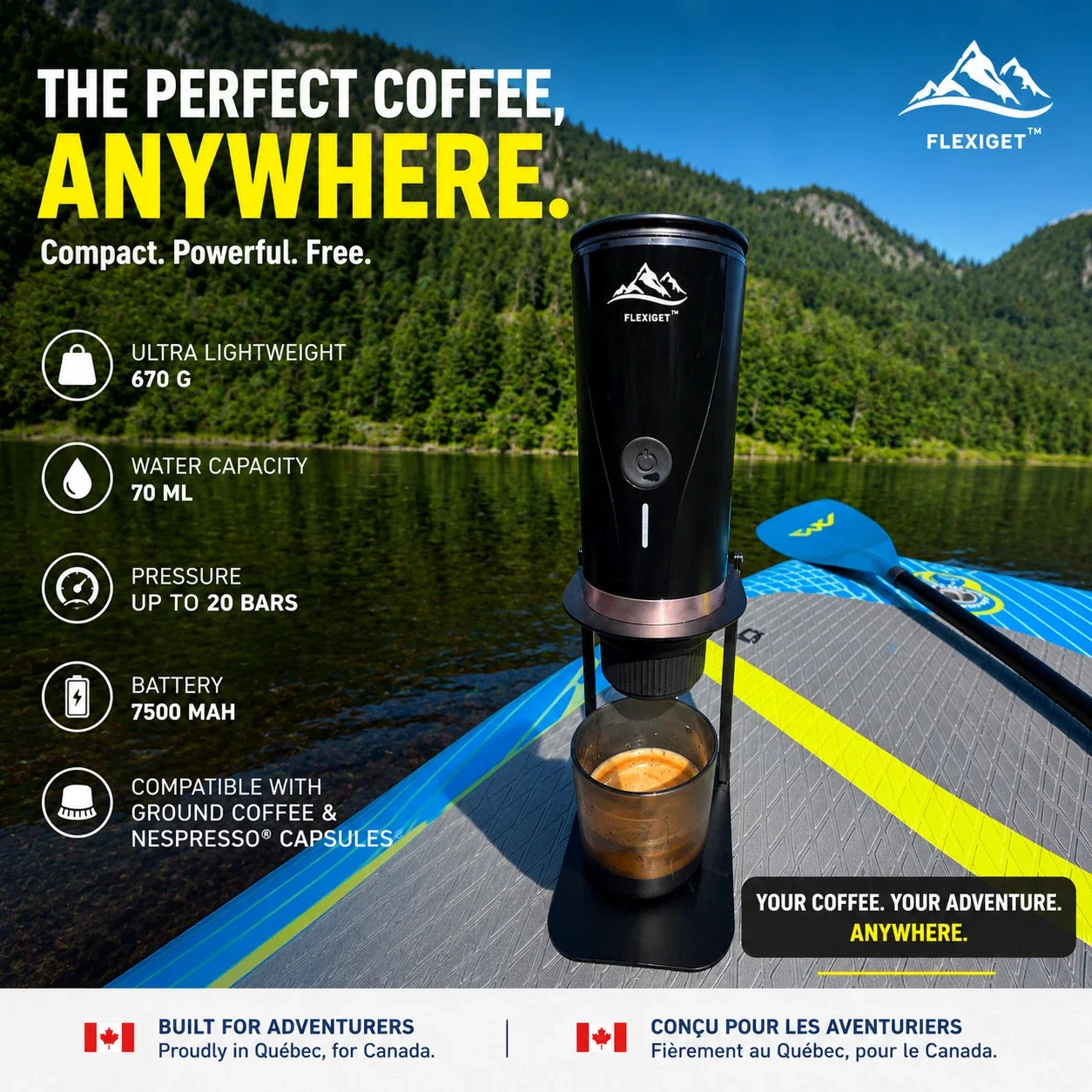 FlexiGet Pro — Machine à Espresso Portable 20 Bars