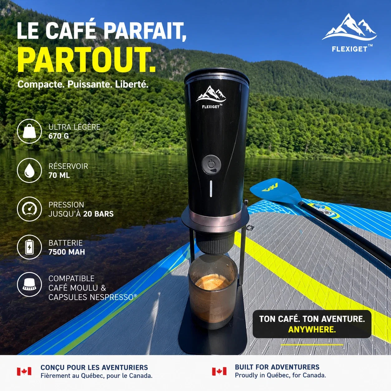 FlexiGet Pro — Machine à Espresso Portable 20 Bars