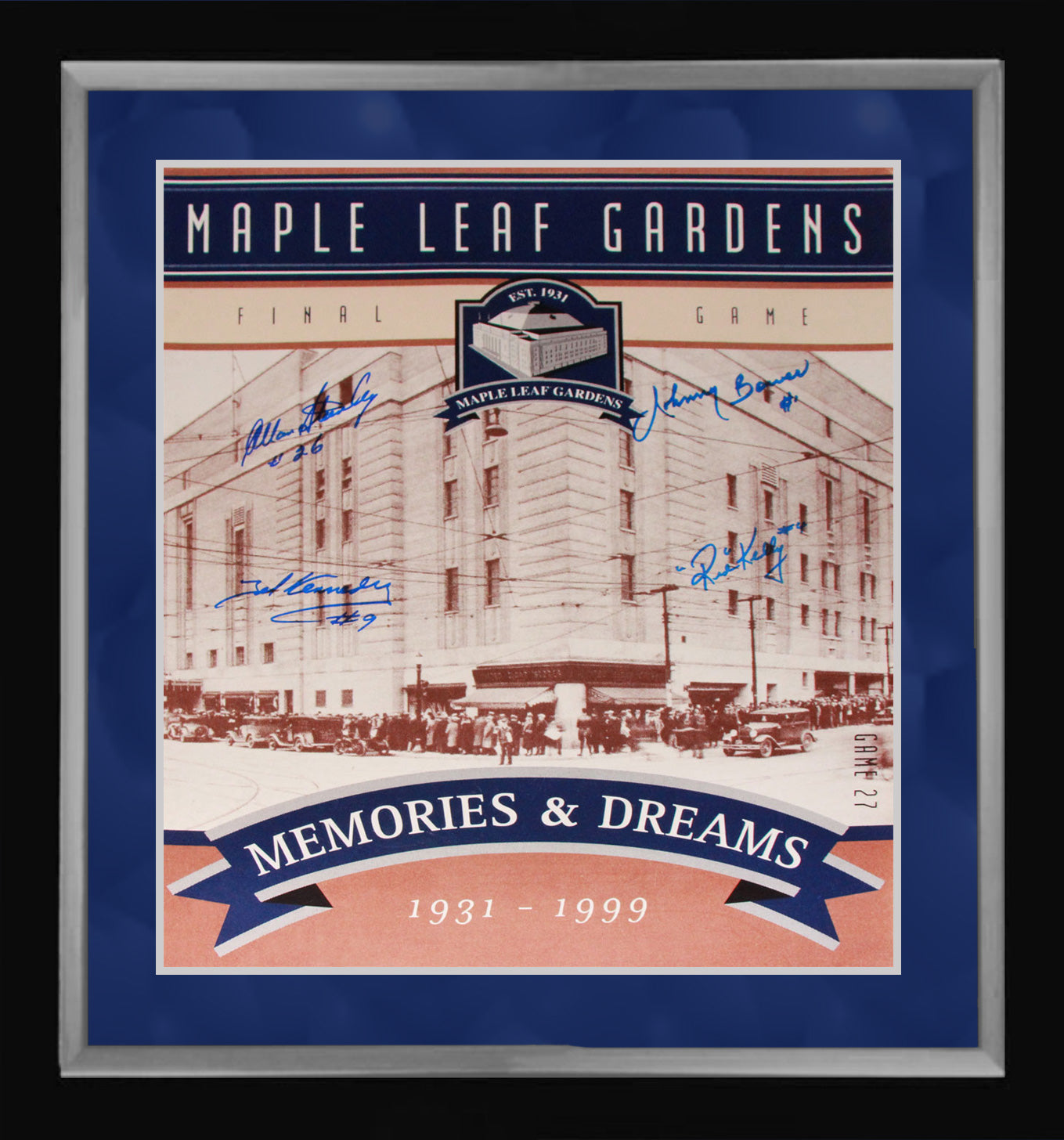 TORONTO MAPLE LEAFS GARDENS FINAL TICKET TRIBUTE PHOTO – FRAMED 16" X 20" NHL COLLECTIBLE FEATURING STANLEY, KENNEDY, BOWER & KELLY – ULTIMATE VINTAGE HOCKEY MEMORABILIA WALL ART (24" BY 20")