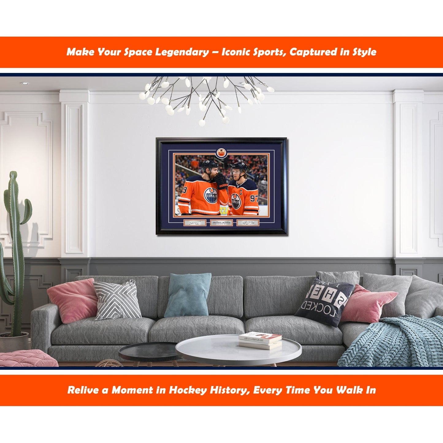 CONNOR MCDAVID AND LEON DRAISAITL EDMONTON 16" X 20" PHOTOGRAPH MUSEUM FRAME COLLECTIBLE – NHL OILERS MEMORABILIA WALL ART DISPLAY DECOR GIFT HOCKEY AUTOGRAPH TRIBUTE (24" BY 20")