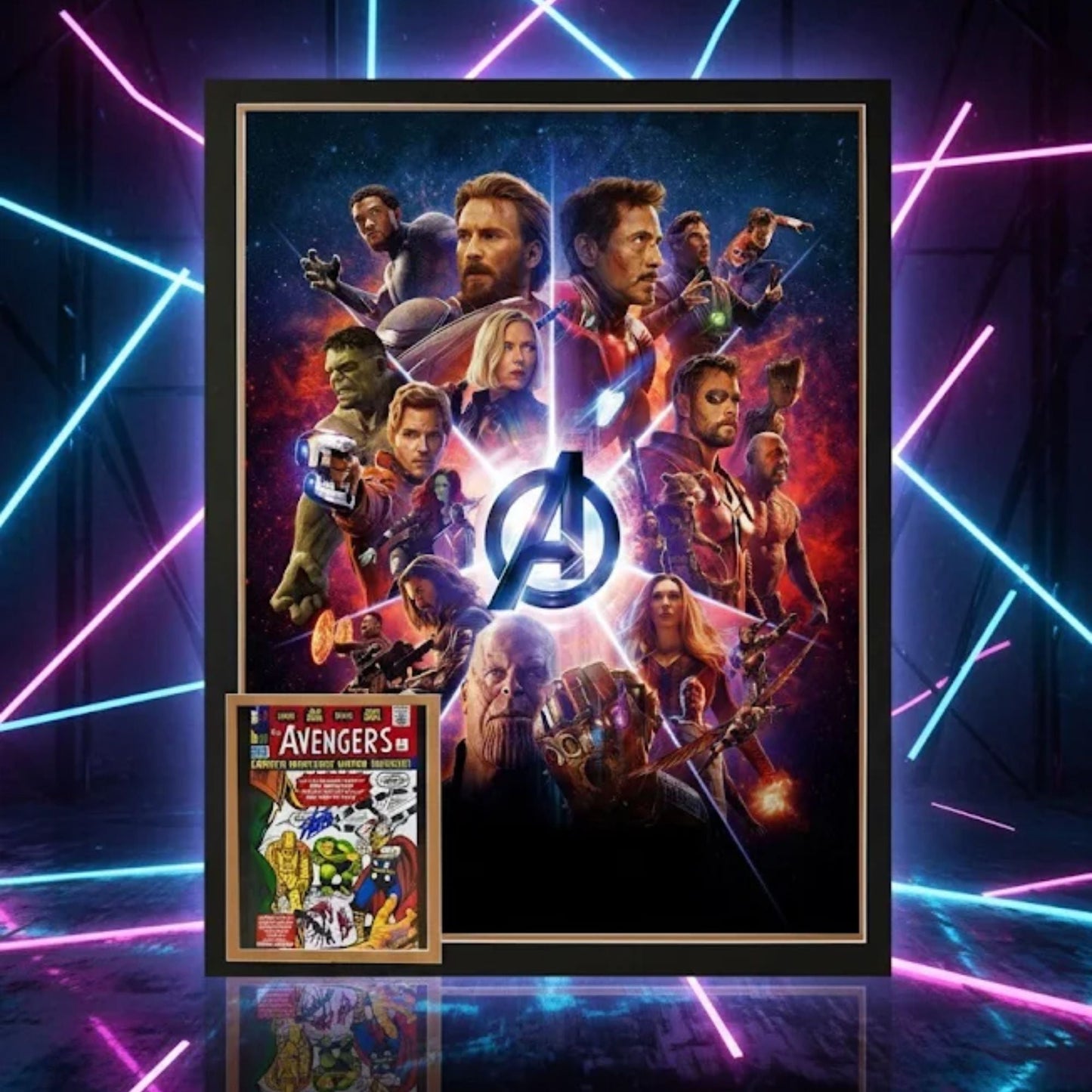 STAN LEE SIGNED AVENGERS #1 FRAMED MARVEL COLLECTIBLE – VINTAGE COMIC POSTER ART DISPLAY (38.5" X 28")