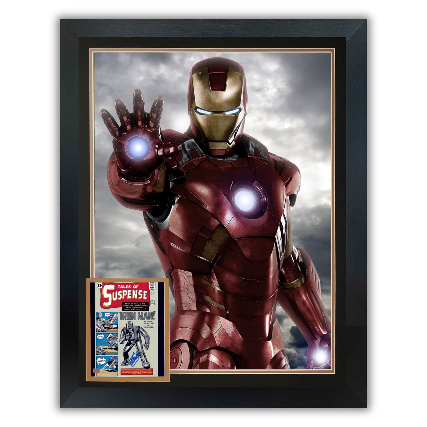 STAN LEE AUTOGRAPHED IRON MAN FRAMED VERTICAL COLLECTOR DISPLAY – MARVEL COLLECTIBLE (38.5" X 28") – RARE COLLECTOR'S ITEM