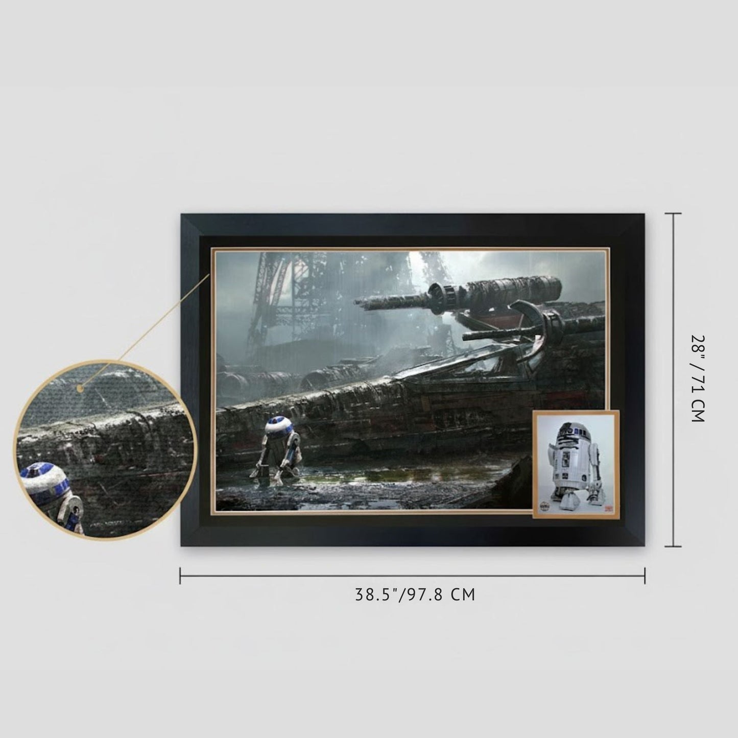 KENNY BAKER AUTOGRAPHED STAR WARS R2-D2 DAGOBAH SCENE – FRAMED COLLECTIBLE WALL ART (38.5" X 28") – AUTHENTIC SIGNED DISPLAY WITH CERTIFICATE OF AUTHENTICITY