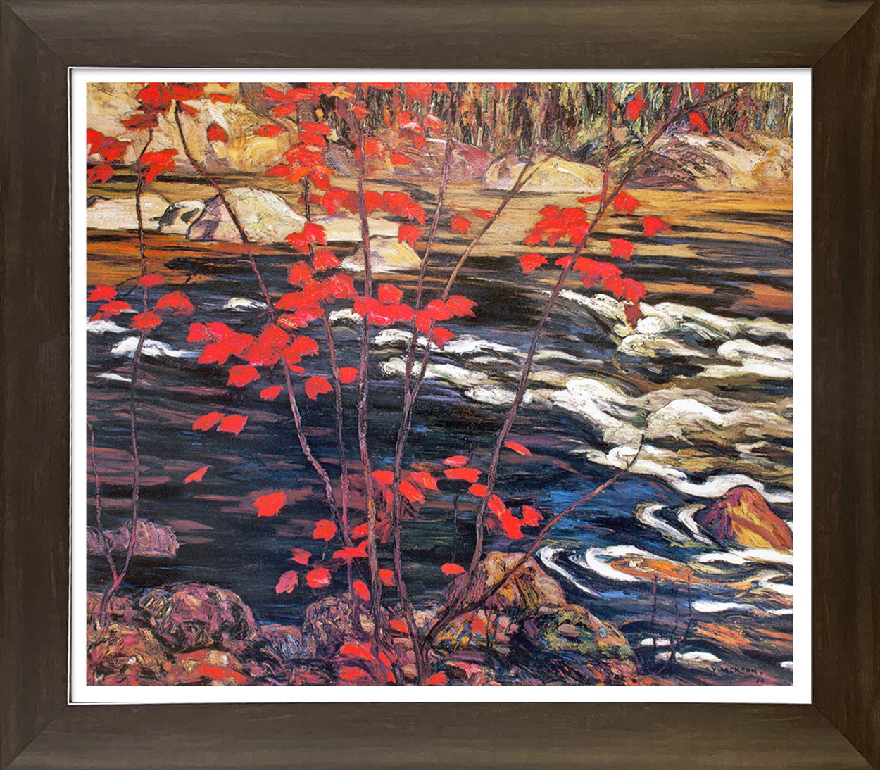 A.Y. JACKSON GROUP OF SEVEN 'RED MAPLE' FRAMED ART PRINT (28" X 24") – ICONIC CANADIAN LANDSCAPE