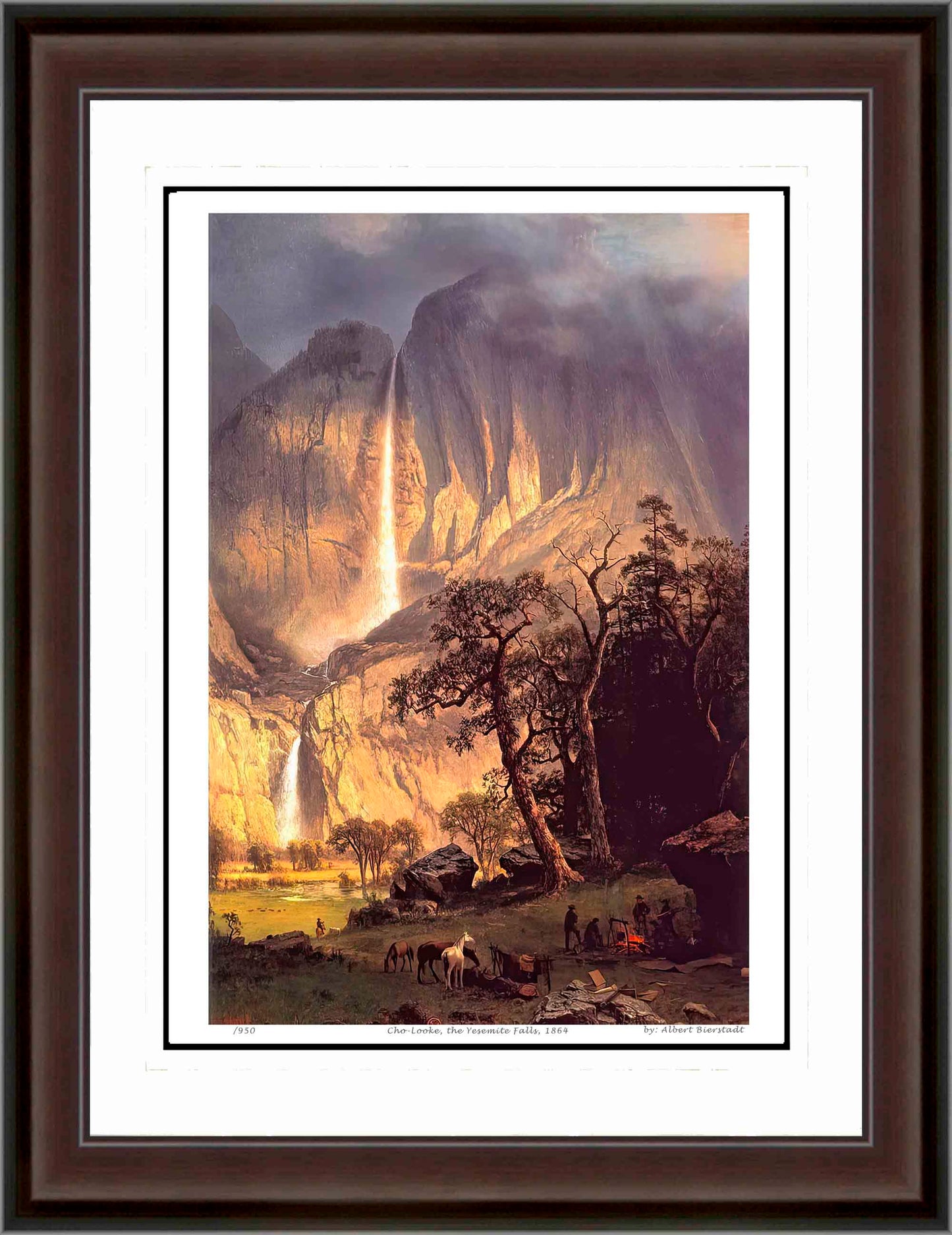 ALBERT BIERSTADT "CHO-LOOKE, THE YOSEMITE FALLS" (1864) – HUDSON RIVER SCHOOL FRAMED PRINT (30" BY 24")