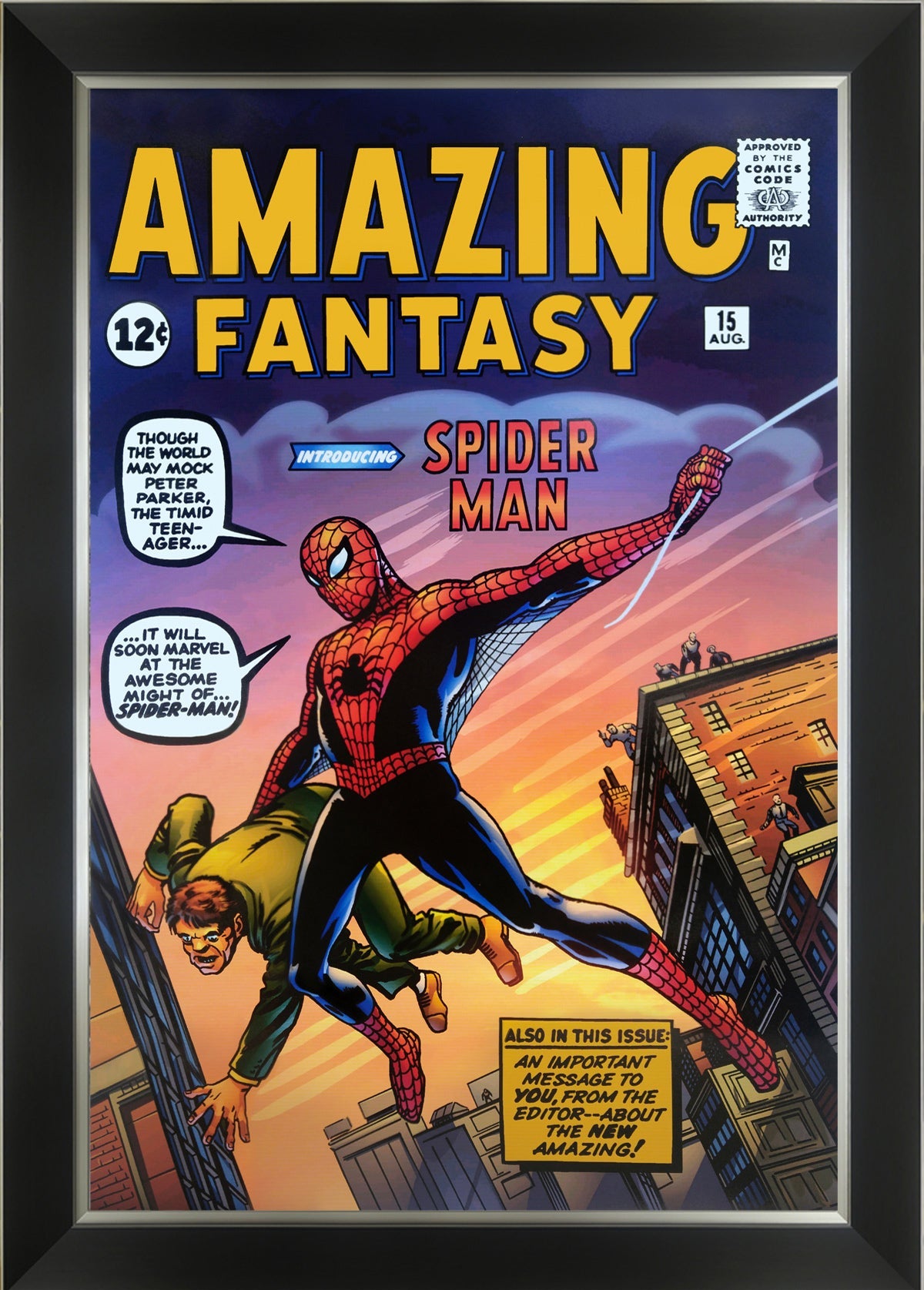 MARVEL AMAZING FANTASY SPIDER-MAN #15 COVER FRAMED POSTER (33.5" BY 23.5")