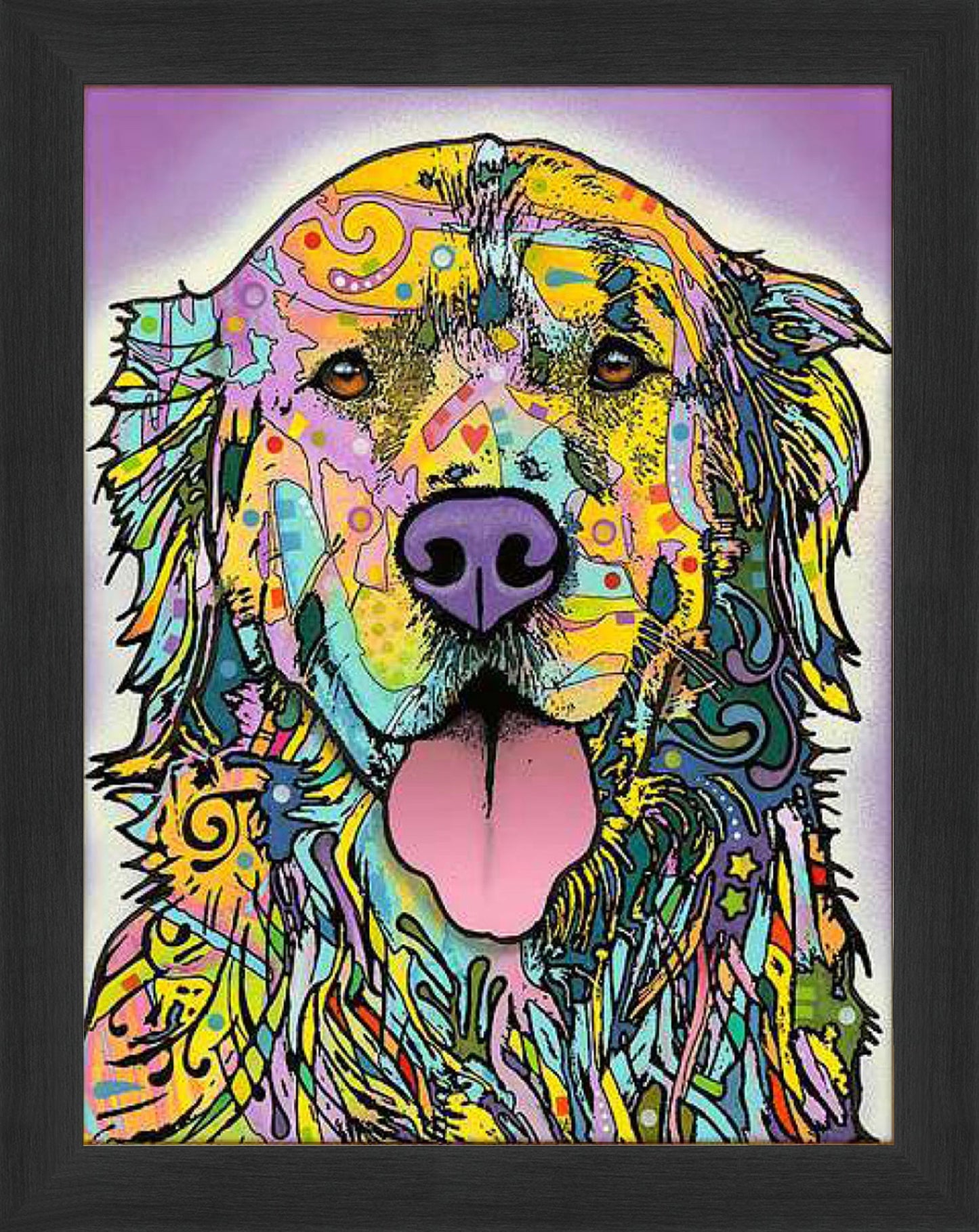 SILENCE IS GOLDEN RETRIEVER  FRAMED CANVAS WALL ART (33.5" X 23.5") – COLORFUL DOG LOVER DÉCOR