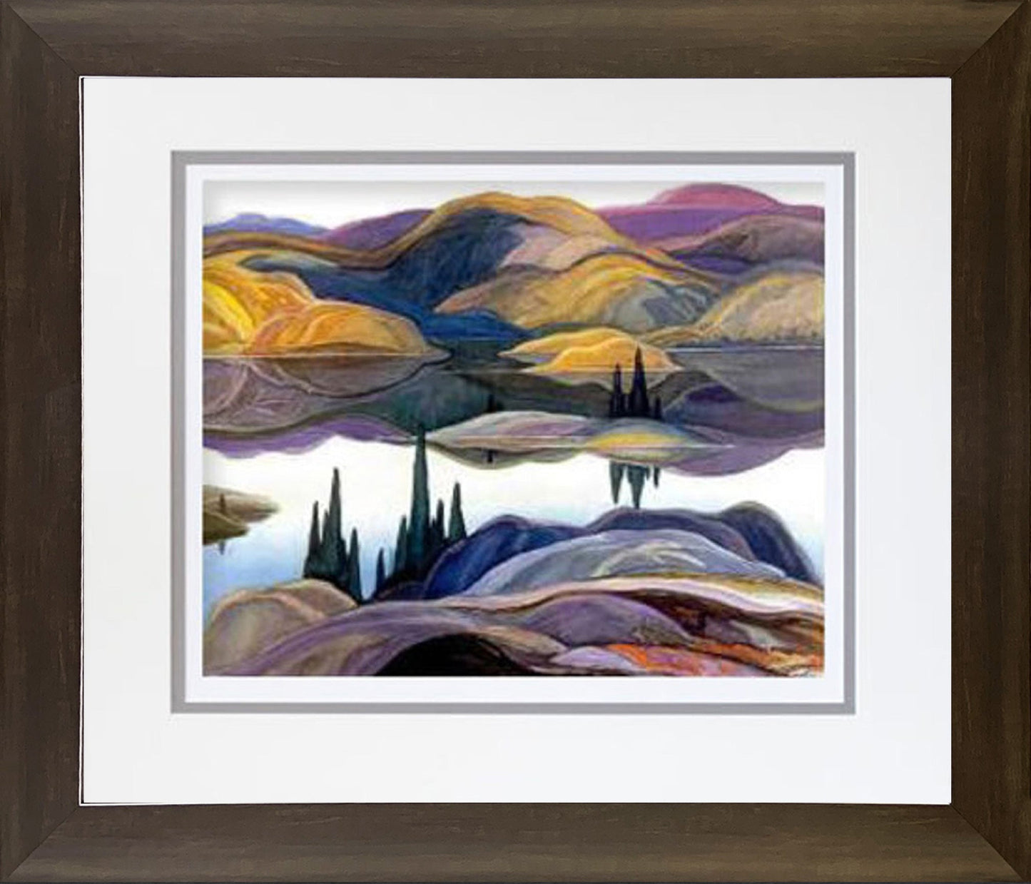 FRANKLIN CARMICHAEL 'MIRROR LAKE' GROUP OF SEVEN FRAMED ART PRINT (26" X 24")