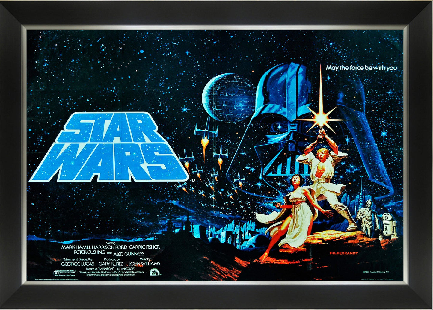 STAR WARS EPISODE IV A NEW HOPE FRAMED POSTER PRINT WALL ART VINTAGE MOVIE COLLECTIBLE (33.5" X 23.5")