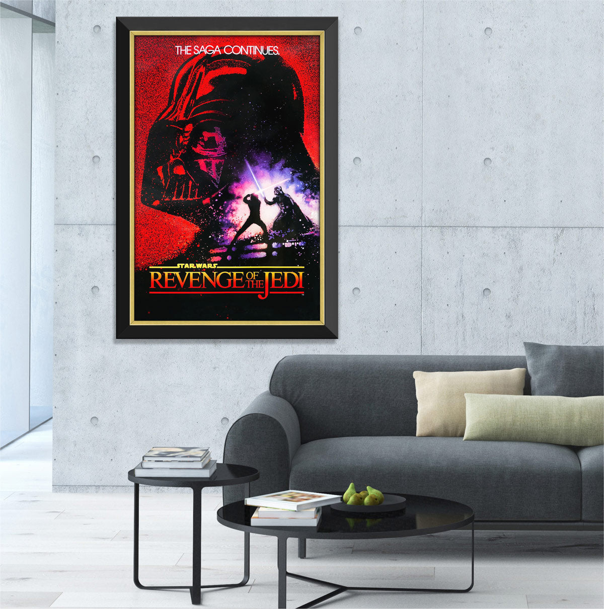 STAR WARS EPISODE VI REVENGE OF THE JEDI VINTAGE FRAMED POSTER PRINT WALL ART COLLECTIBLE (33.5" X 23.5")