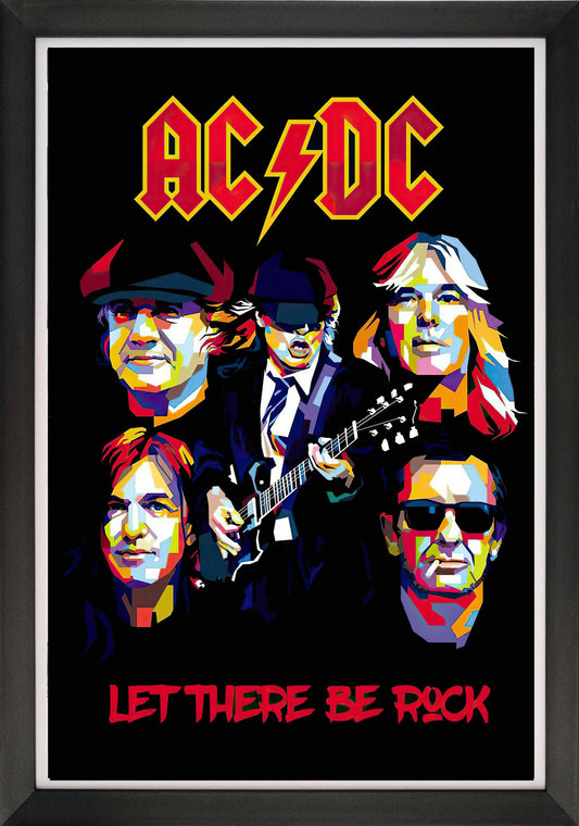 AC/DC Let There Be Rock Framed Pop Art Poster (33.5x23.5)