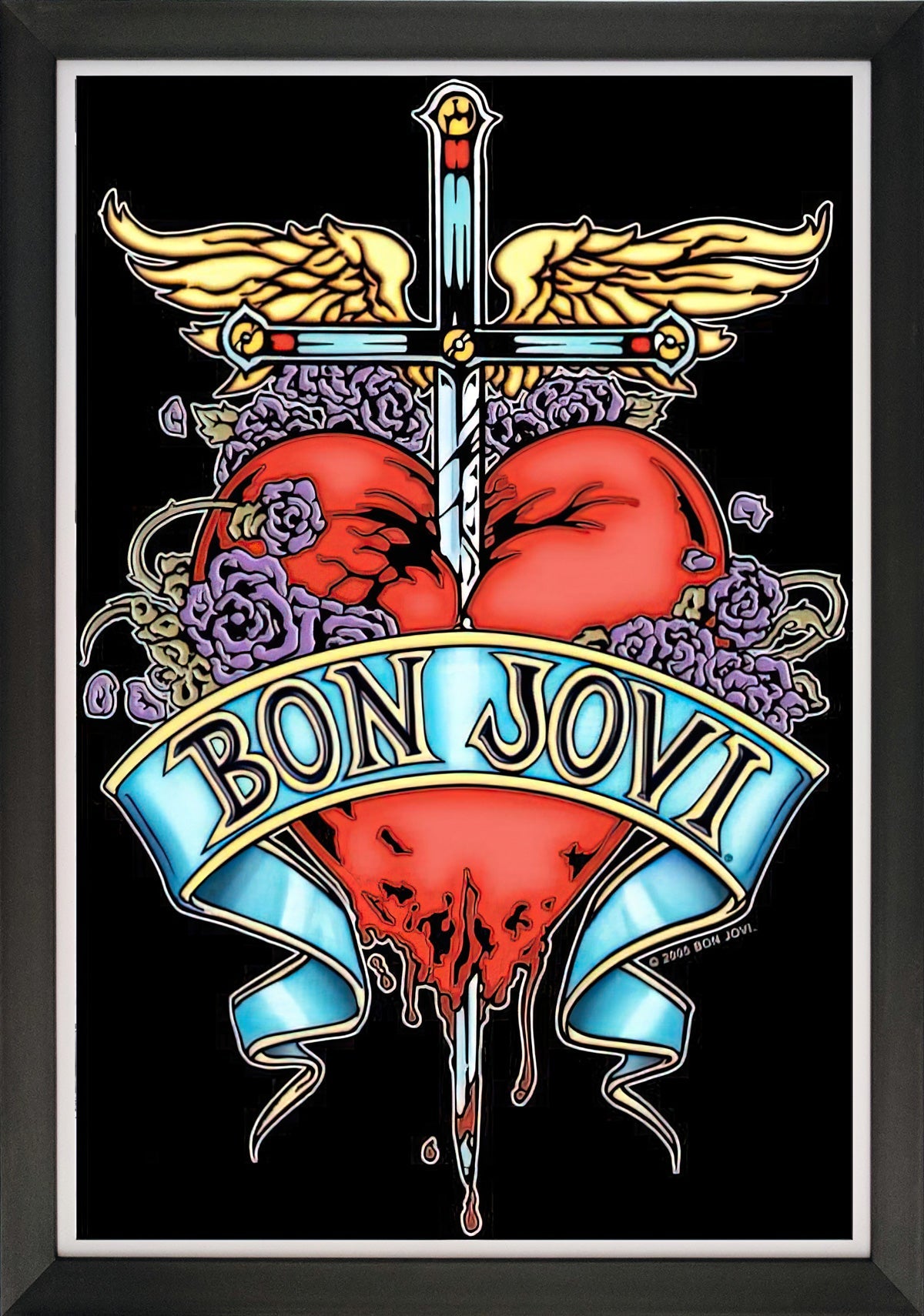 BON JOVI BAD MEDICINE FRAMED MUSIC WALL POSTER – ROCK BAND COLLECTIBLE (33.5" BY 23.5")