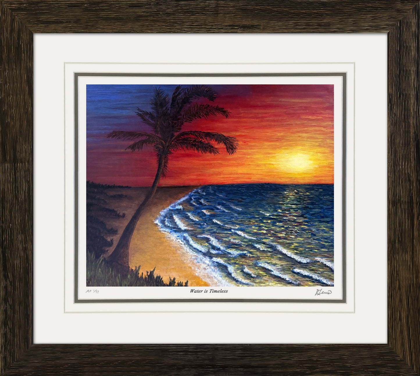 WATER IS TIMELESS - FRAMED PAINTING PRINT BY RYAN LEWIS - LIMITED EDITION /77 (29.5 BY 25.5)