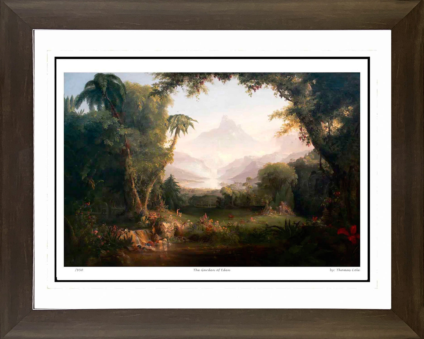 THOMAS COLE “THE GARDEN OF EDEN” — HUDSON RIVER SCHOOL FRAMED ART PRINT (30" BY 24")