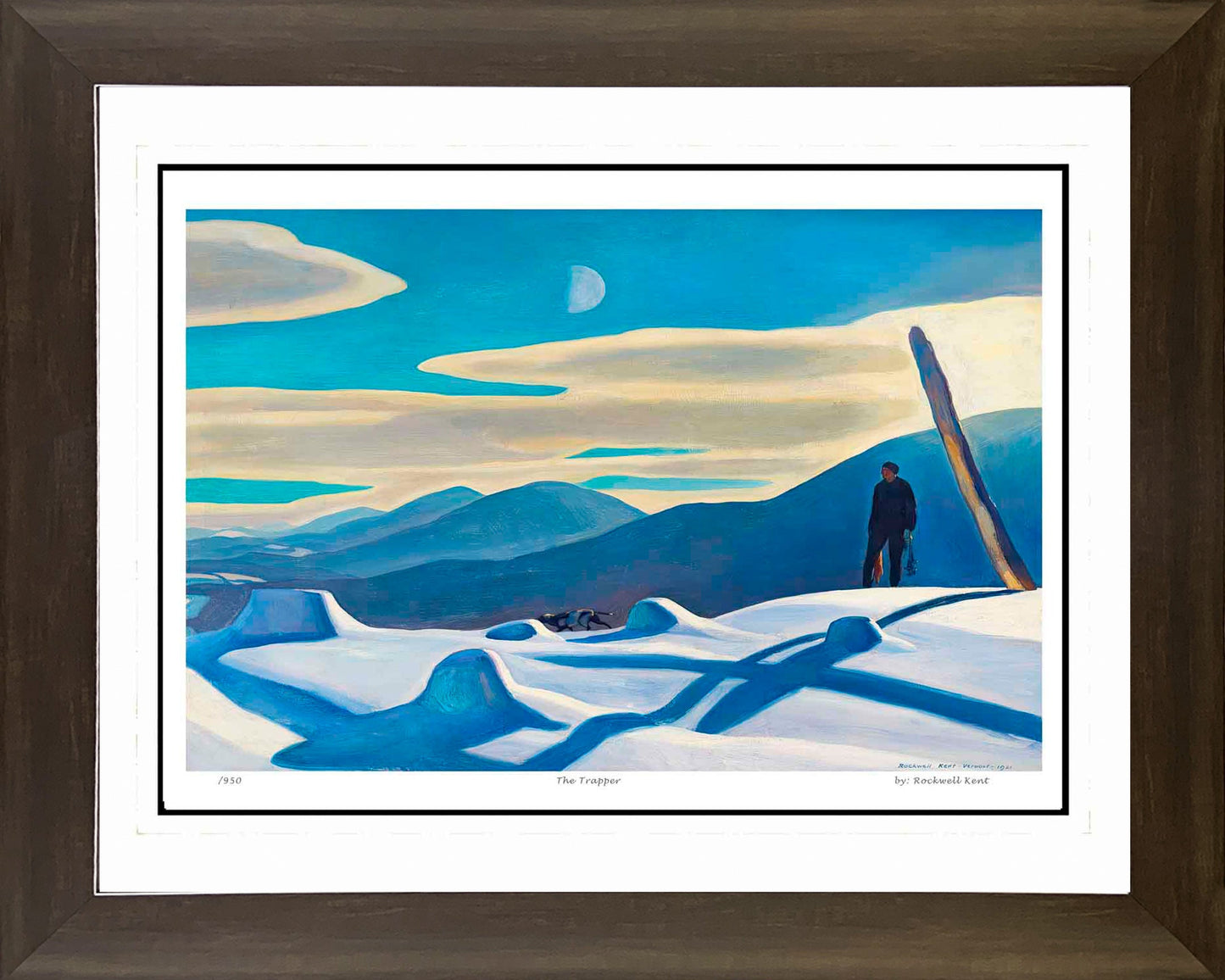 ROCKWELL KENT “THE TRAPPER” — HUDSON RIVER SCHOOL FRAMED ART PRINT (30" BY 24")