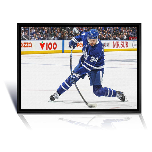 Auston Matthews Slapshot Toronto Framed Canvas (31.5x22.5)