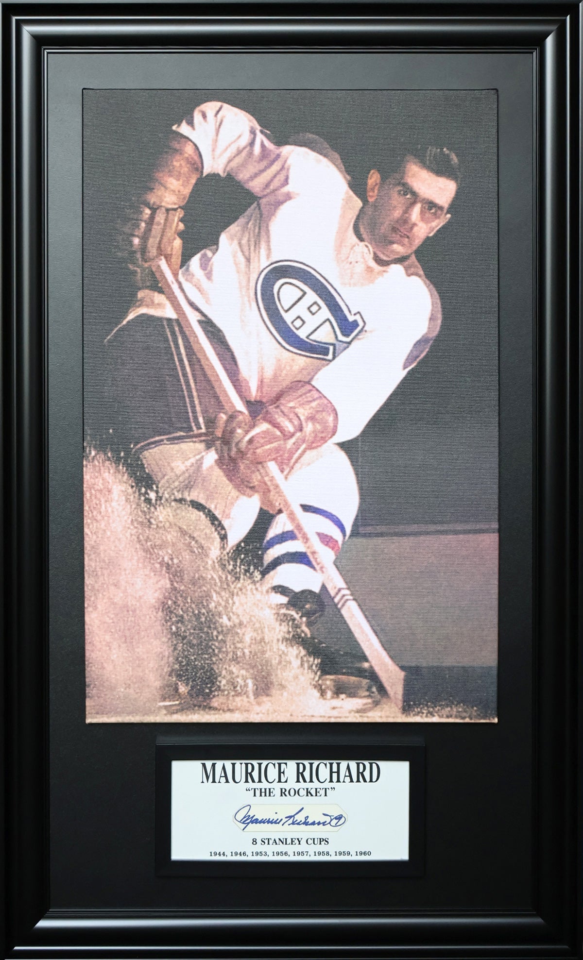 MAURICE RICHARD SIGNATURE PLAQUE & CANVAS – ALL TIME GREATS OVERSIZED AUTOGRAPH FRAMED DISPLAY (49.5" BY 29.5")