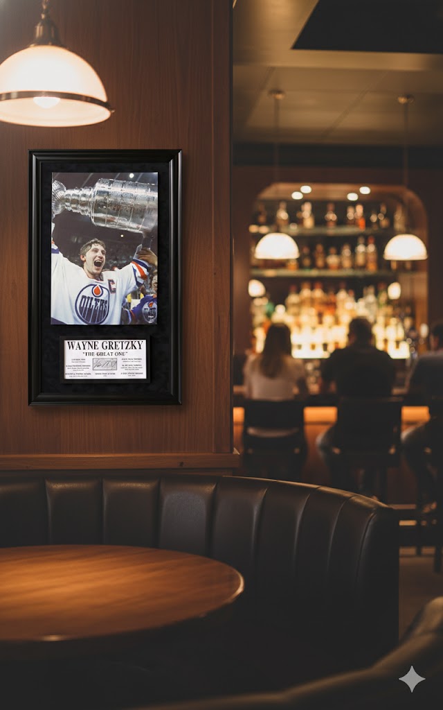 WAYNE GRETZKY SIGNATURE PLAQUE & CANVAS – ALL TIME GREATS OVERSIZED FRAMED AUTOGRAPH (49.5" BY 29.5")