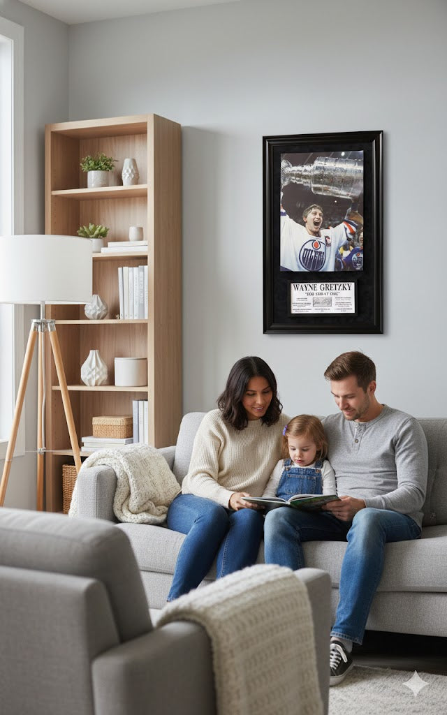 WAYNE GRETZKY SIGNATURE PLAQUE & CANVAS – ALL TIME GREATS OVERSIZED FRAMED AUTOGRAPH (49.5" BY 29.5")