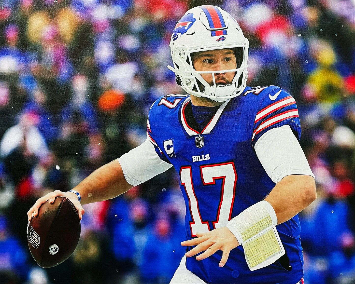 JOSH ALLEN FRAMED CANVAS WALL ART – BUFFALO BILLS NFL SUPERSTAR TRIBUTE – PREMIUM COLLECTIBLE SPORTS DECOR (30" X 25")