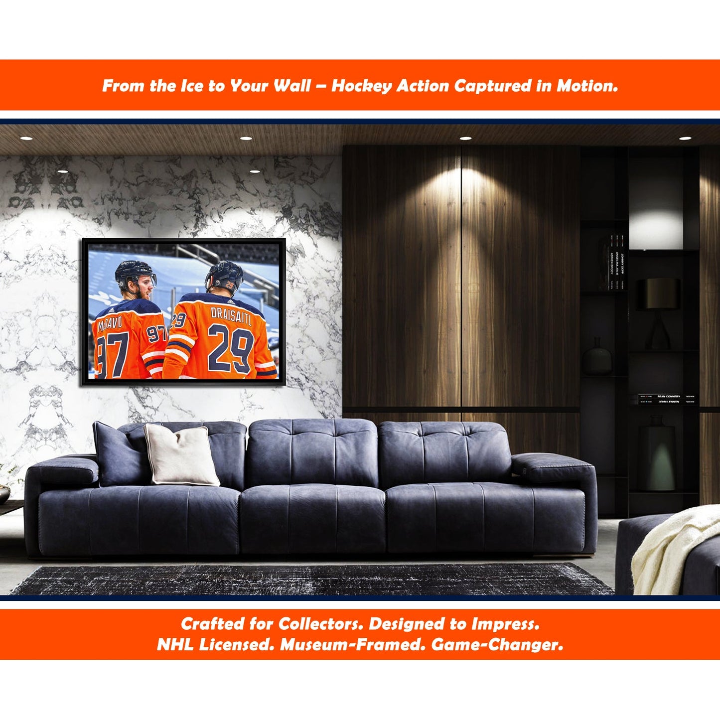 CONNOR MCDAVID AND LEON DRAISAITL EDMONTON FRAMED COLLECTIBLE – CANVAS PRINT WALL ART NHL LICENSED MEMORABILIA DECOR GIFT HOCKEY FAN TRIBUTE DISPLAY (31.5" BY 22.5")