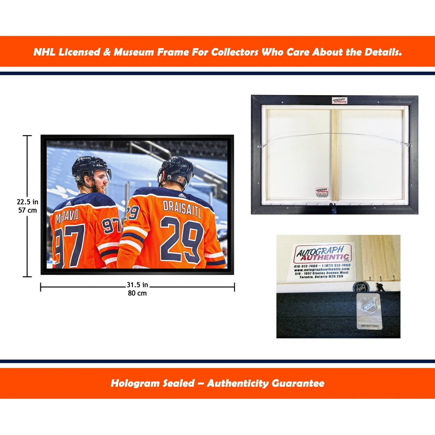CONNOR MCDAVID AND LEON DRAISAITL EDMONTON FRAMED COLLECTIBLE – CANVAS PRINT WALL ART NHL LICENSED MEMORABILIA DECOR GIFT HOCKEY FAN TRIBUTE DISPLAY (31.5" BY 22.5")