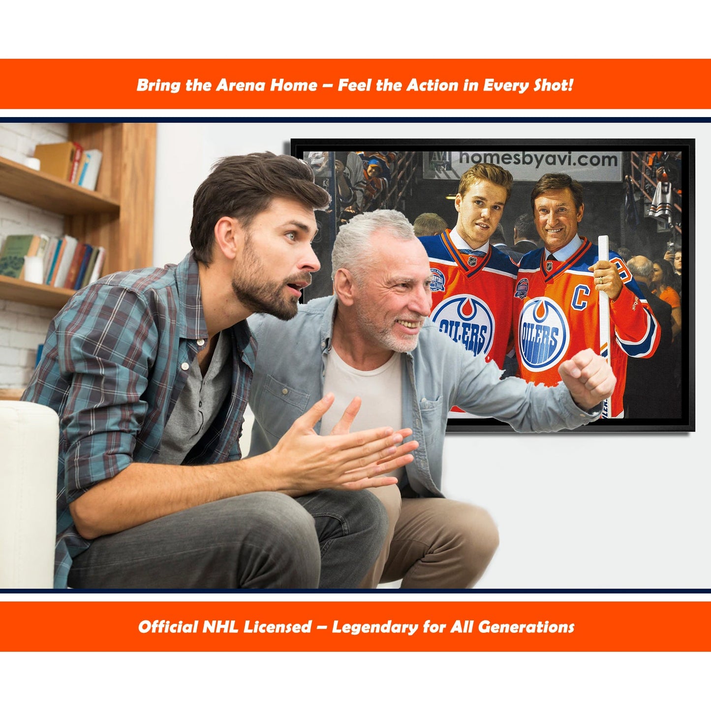 WAYNE GRETZKY CONNOR MCDAVID EDMONTON OILERS NHL LEGENDS MUSEUM-FRAMED CANVAS WALL ART COLLECTIBLE GIFT DISPLAY (31.5" X 22.5")