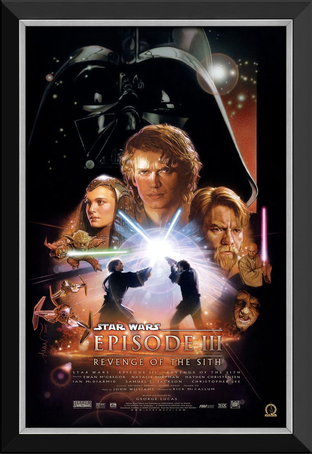 STAR WARS EPISODE III REVENGE OF THE SITH MOVIE POSTER FRAMED WALL ART COLLECTIBLE HOME THEATER DECOR  (33.5" BY 23.5")