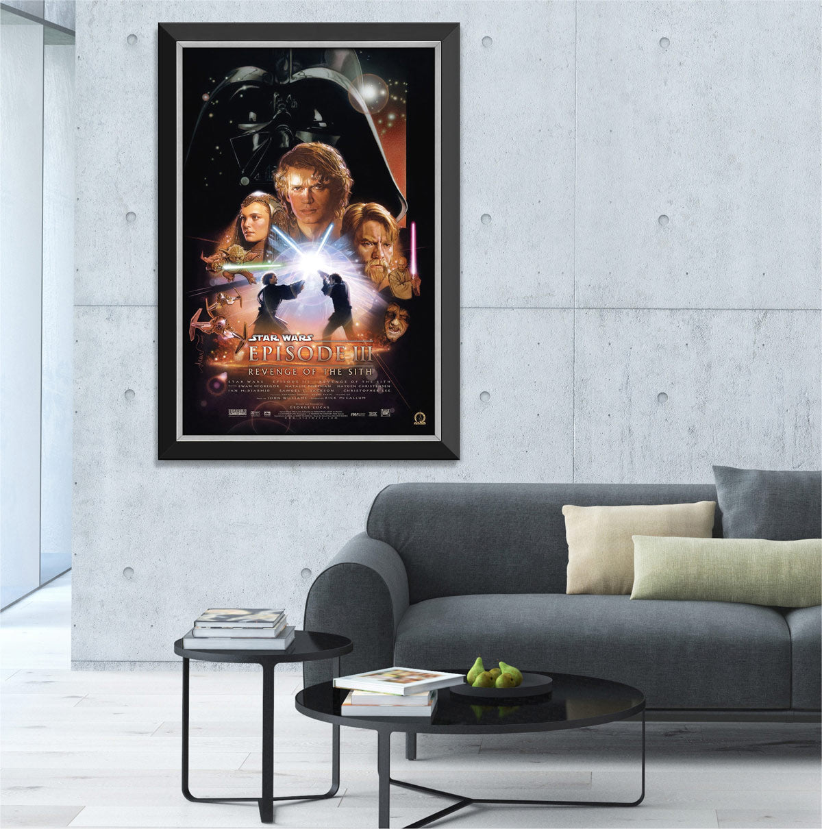STAR WARS EPISODE III REVENGE OF THE SITH MOVIE POSTER FRAMED WALL ART COLLECTIBLE HOME THEATER DECOR  (33.5" BY 23.5")
