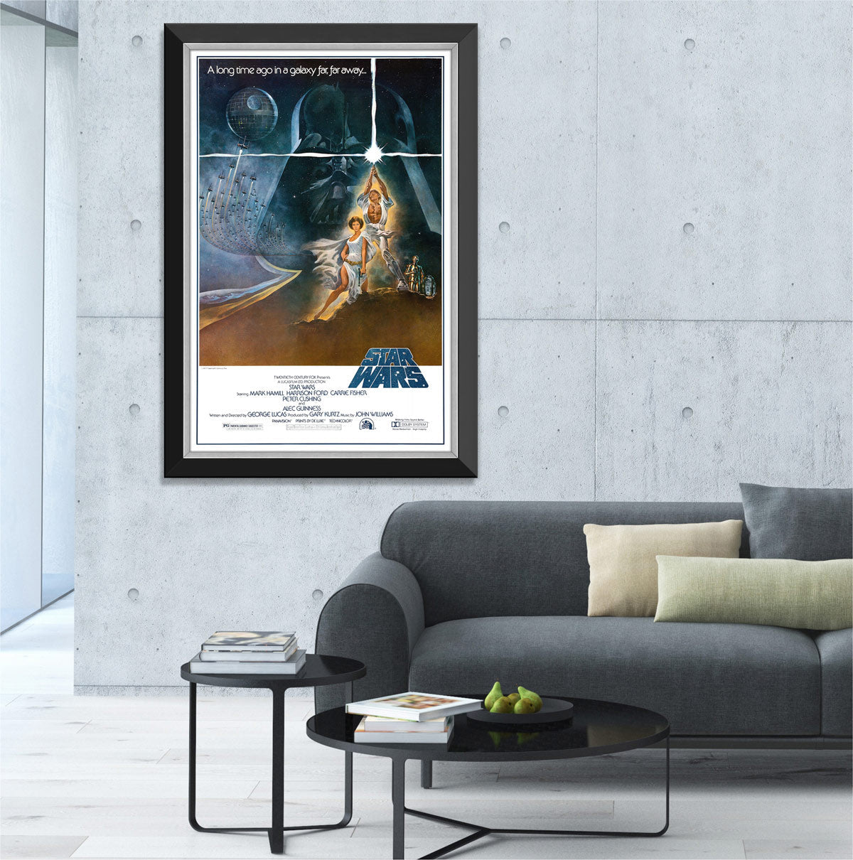 STAR WARS EPISODE IV A NEW HOPE VERTICAL LIGHTSABER FRAMED POSTER PRINT WALL ART COLLECTIBLE (33.5" X 23.5")