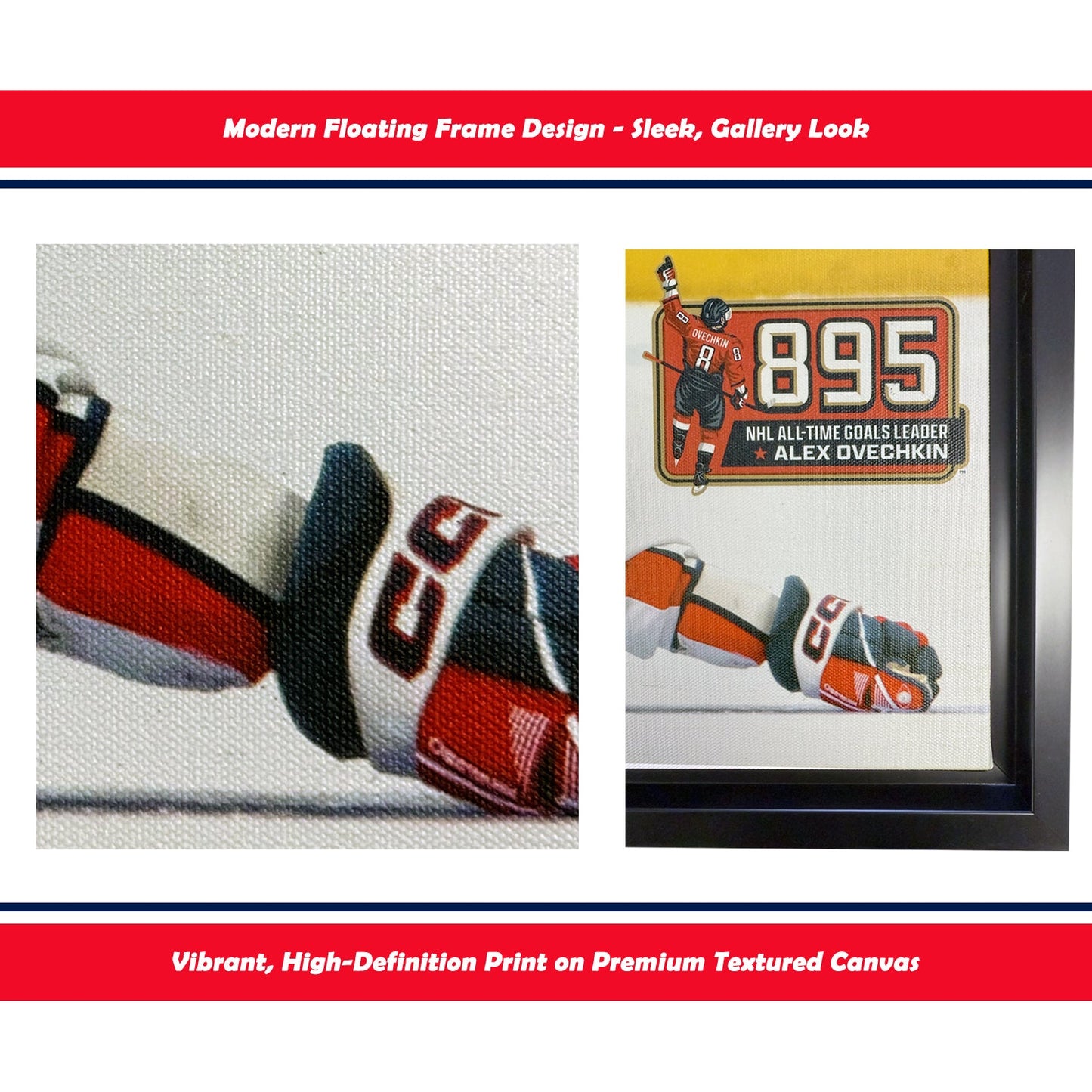 ALEXANDER OVECHKIN RECORD BREAKING GOAL #895 NHL WASHINGTON LICENSED FRAMED COLLECTIBLE CAPITALS POSTER MEMORABILIA WALL ART HOCKEY DECOR THE GREAT 8 (31.5" BY 22.5")