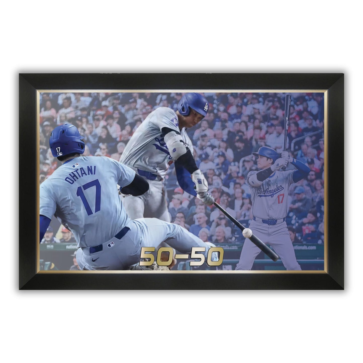 SHOHEI OHTANI FRAMED CANVAS - 50 HR / 50 SB RECORD SEASON - LEGENDARY MLB PERFORMANCE (33.5" BY 23.5")