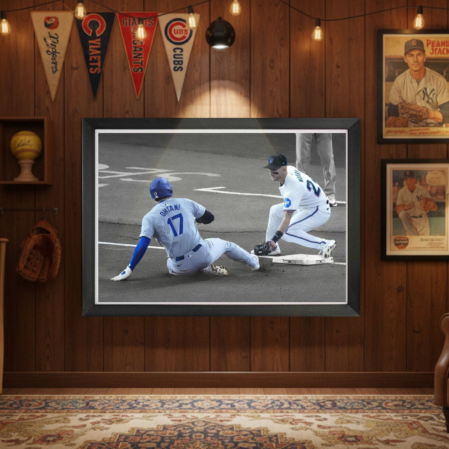 SHOHEI OHTANI FRAMED CANVAS - 50TH STOLEN BASE HISTORIC ACHIEVEMENT - LOS ANGELES BASEBALL ICON (33.5" BY 23.5")