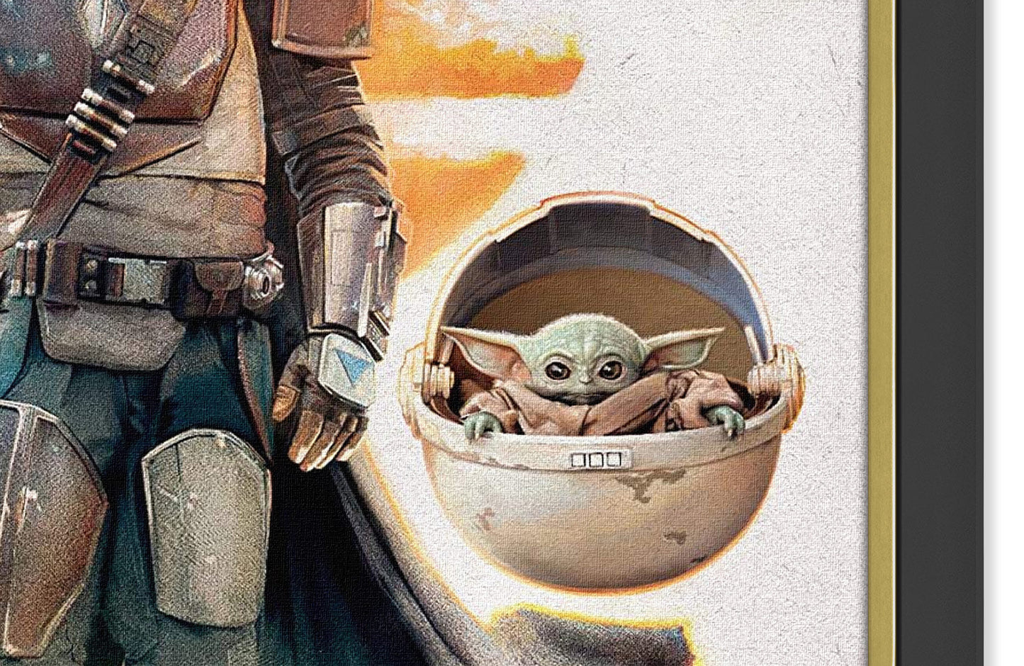 STAR WARS THE MANDALORIAN MANDO AND BABY YODA GROGU FRAMED POSTER PRINT WALL ART COLLECTIBLE (33.5" X 23.5")