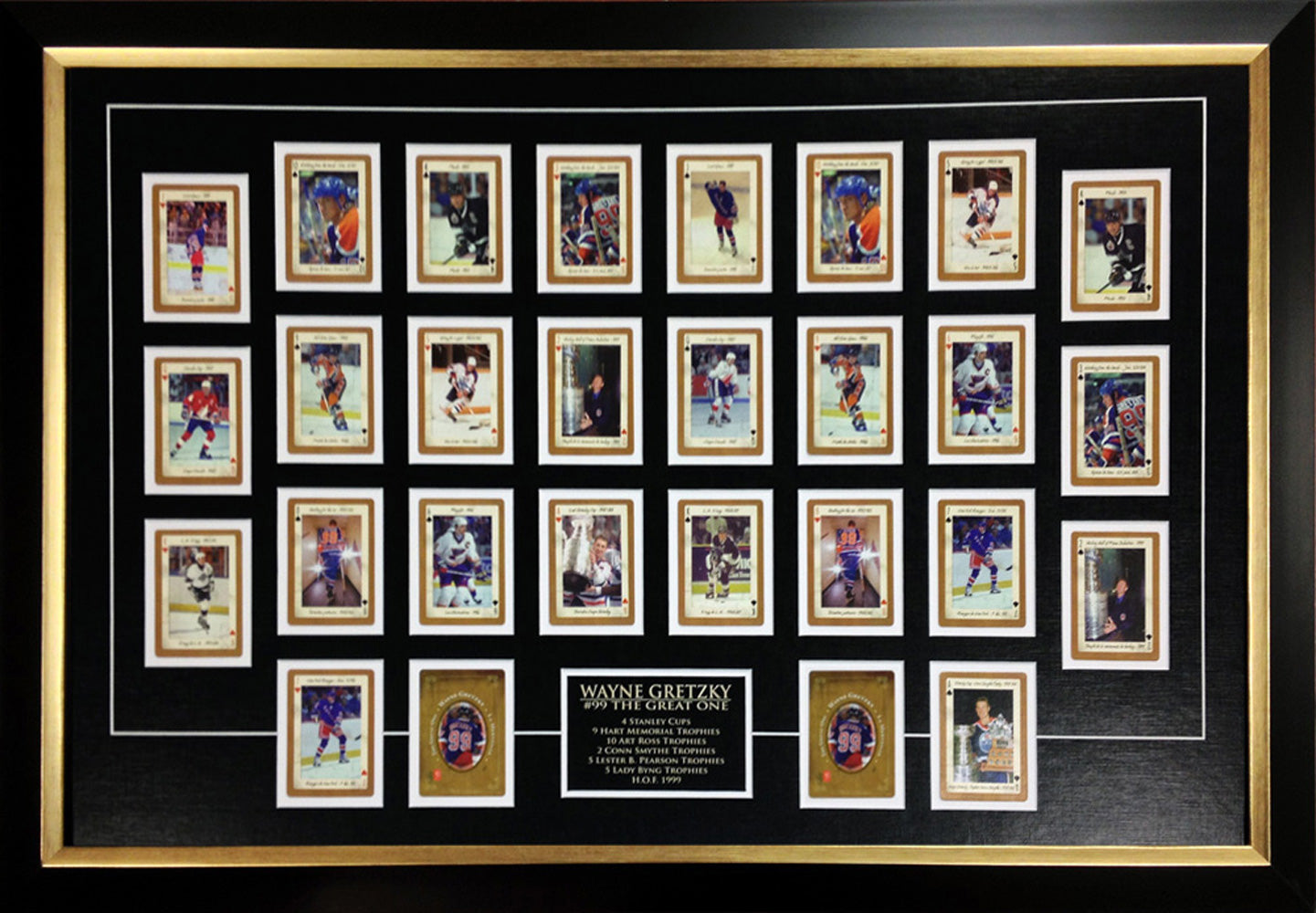 WAYNE GRETZKY THE GREAT ONE CARD DECK DISPLAY – FRAMED HOCKEY CARDS TRIBUTE (31" BY 25")