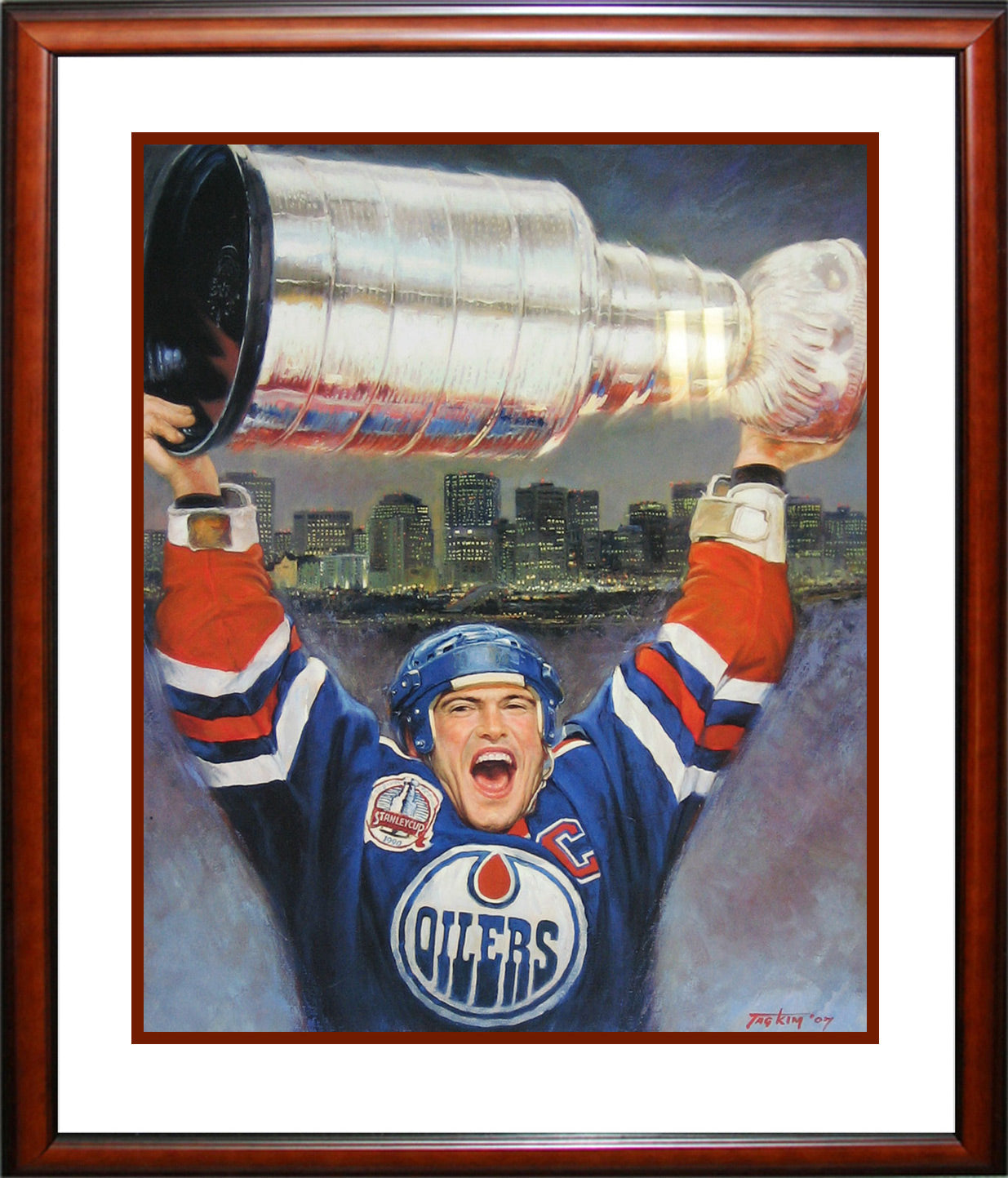 MARK MESSIER LIMITED EDITION LITHOGRAPH – FRAMED HOCKEY ART PRINT (32X28) – LTD /1111
