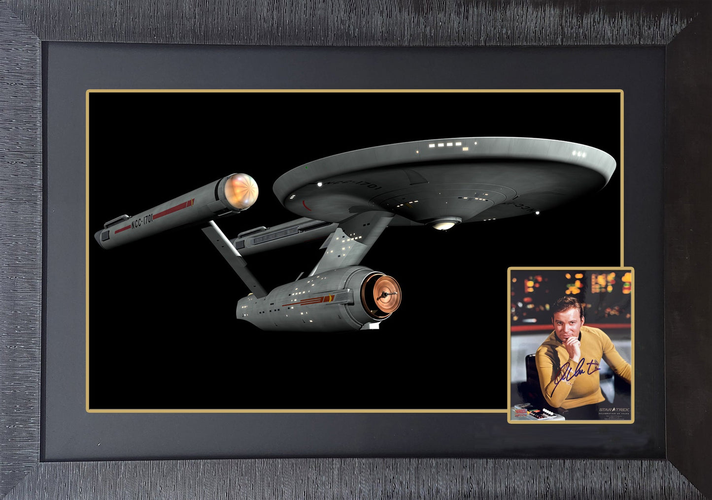 WILLIAM SHATNER AUTOGRAPHED STAR TREK CAPTAIN KIRK PHOTO – AUTHENTIC SIGNED SCI-FI COLLECTIBLE – MUSEUM FRAMED TREKKIE MEMORABILIA (38" X 28")