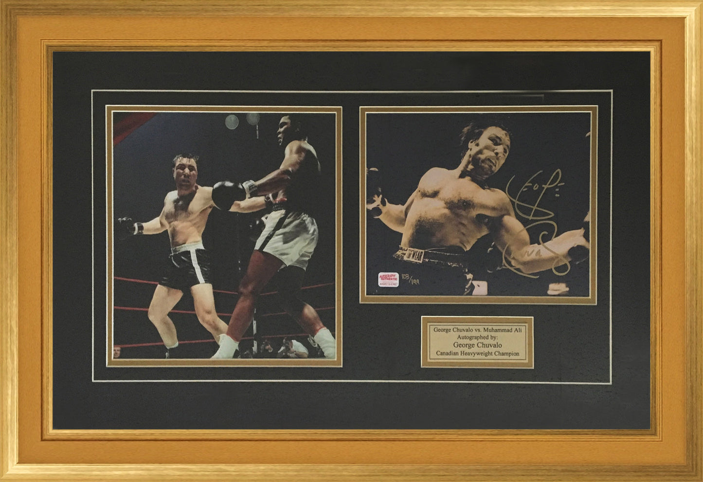 MUHAMMAD ALI & GEORGE CHUVALO FRAMED PHOTO SET – SIGNED LTD EDITION /199 (32X24)
