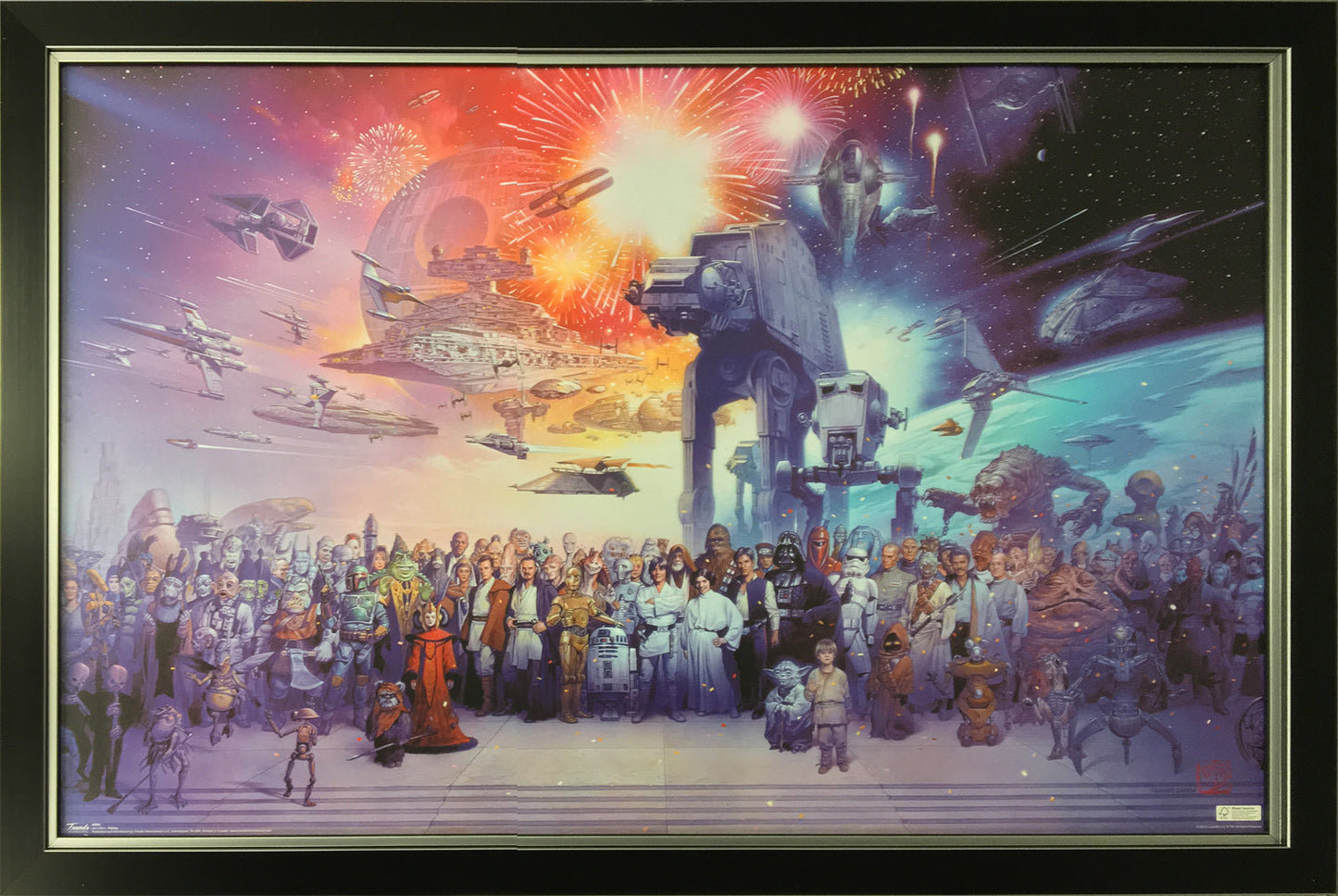 STAR WARS FRAMED POSTER – ALL CHARACTERS COLLECTION – MUSEUM QUALITY WALL ART DISPLAY (37X25.5)