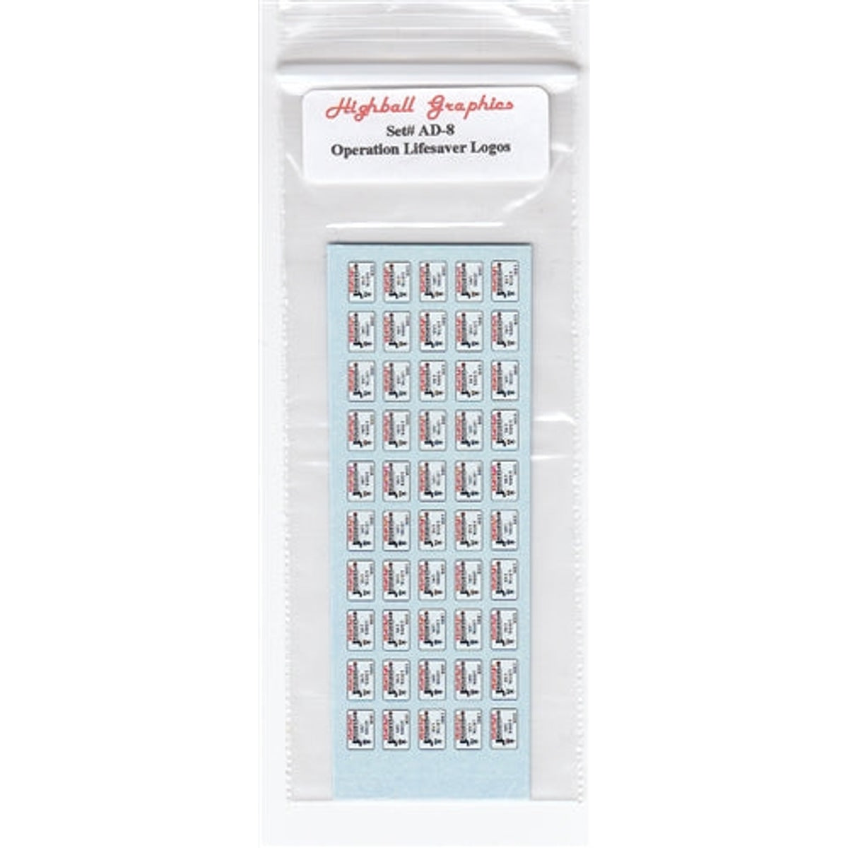 Highball Graphics AD-8 HO Operation Lifesaver Accessory Decals Logos Pre 2012 Waterslide Decal Set NIB