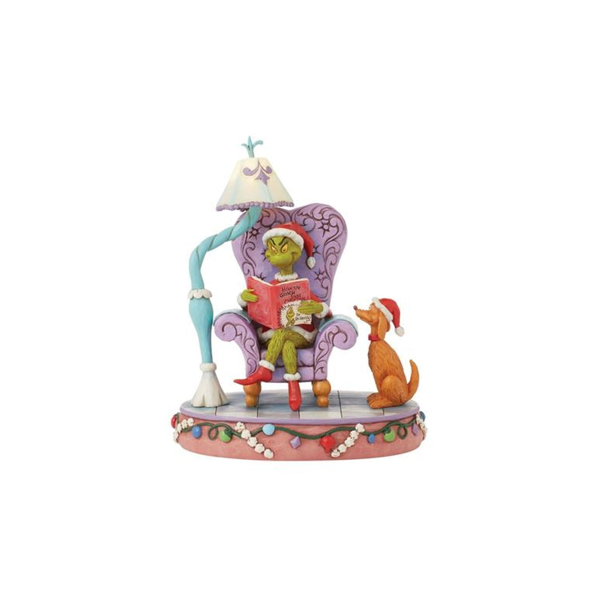 How the Grinch Stole Christmas - Grinch in Chair with Max & Lamp Jim Shore